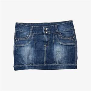 Mini navy denim jean bubble skirt low rise - fits like US modern size 8-10